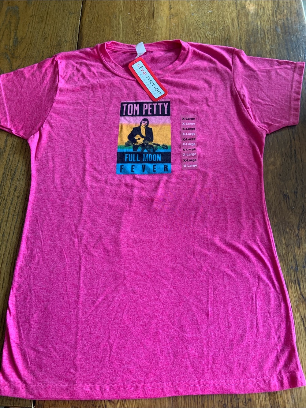 New Tom Petty Full Moon Fever Hot Pink Tee Shirt. Women’s EX Large Size